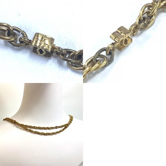 AUTHENTIC CHANEL CC Long chain Necklace Gold Plated Gold - Picture 12 of 12
